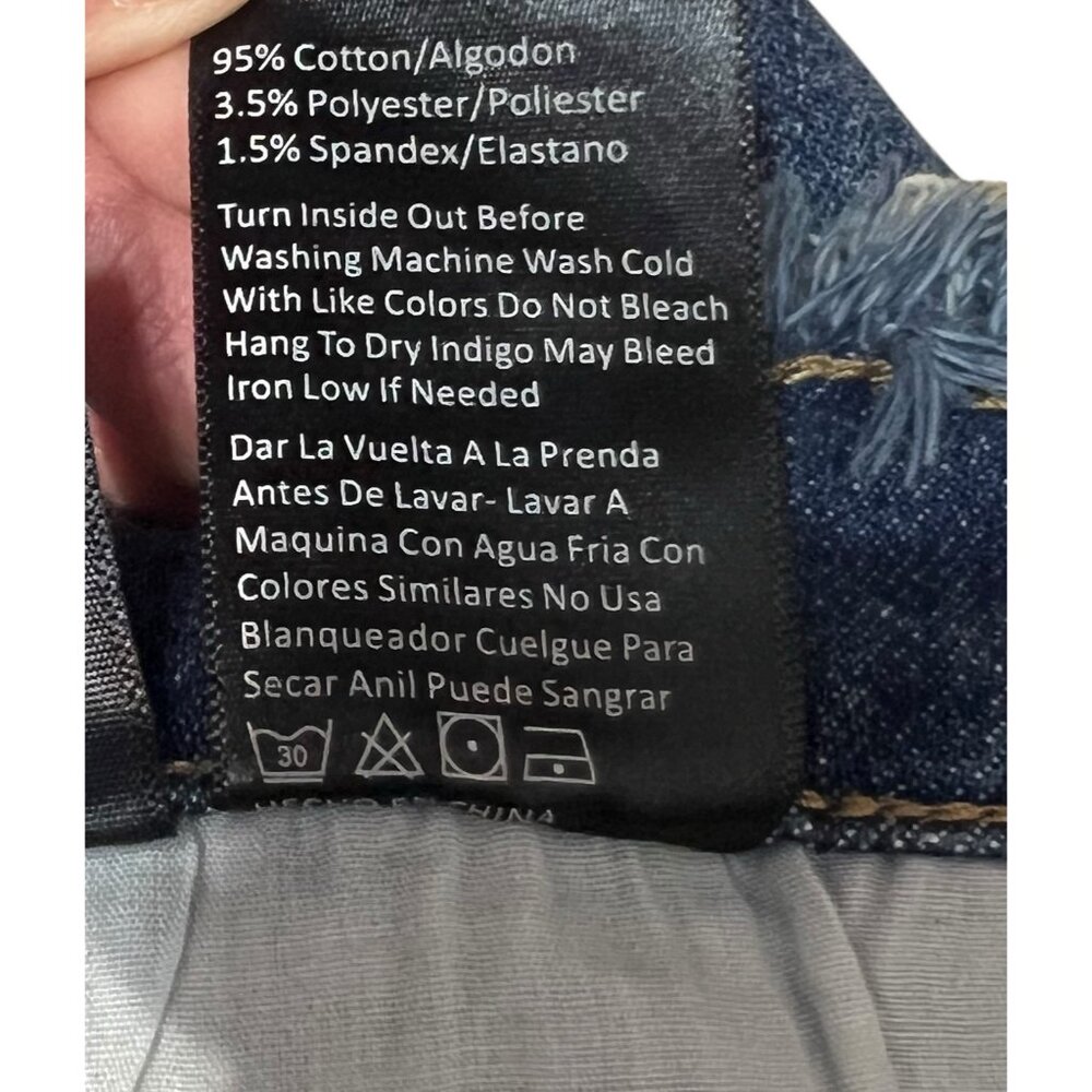 Risen Women Jeans RAW EDGE WAIST W FRAYED HEM FLARE Blue Distressed 32/15 NWT - Picture 16 of 16
